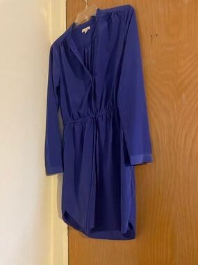 GAP Royal Purple Long-Sleeve V-Neck Tie-Waist Dress